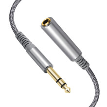 1/4 Inch to 6.35mm Audio Cable 1/4 Male to 6.35mm Female Stereo Adapter Cord for Amplifiers Guitar Keyboard Piano 300cm