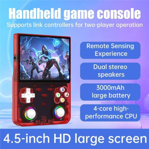 Console de Videogame de Código Aberto R36 Ultra X com Tela IPS de 4,5 Polegadas, 128 GB, Pocket Player, Wi-Fi 2.4G, PSP A 1