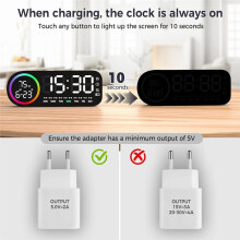 Digital Alarm Clock with 7 Color Night Light, 4 Brightness Levels, Large LED Temperature Display, Voice Control, 12/24H