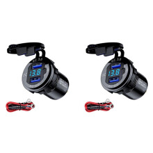 2X QC 3.0 Dual USB Car Charger Socket 12V / 24V USB-Oplader met Contactschakelaar voor Boot Motorfiets Vrachtwagen Golfkar Zwart