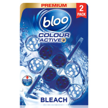 Bloo Colour Active Toilet Rim Block Bleach with Anti-Limescale, Cleaning Foam, Dirt Protection and Extra Freshness with Bloo Odour-Stop Technology