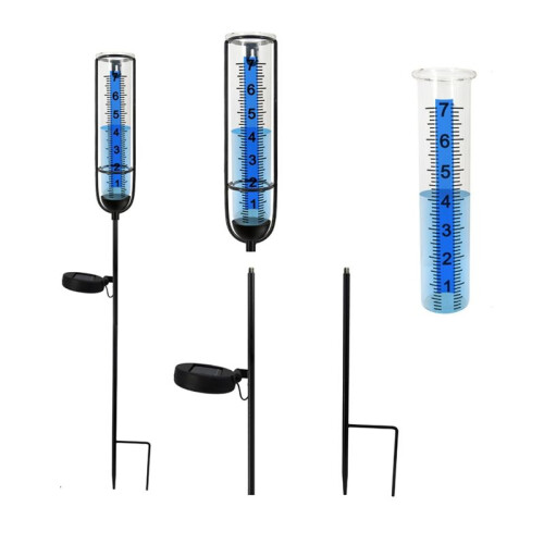Medidor de Chuva com Lâmpada Solar, Medidor de Chuva de 7 Polegadas para Exterior, Grandes Números Claros e Ferramenta de Medição de Chuva para 1