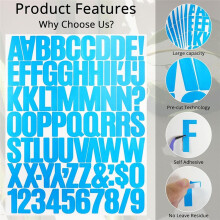 8 Sheets 1.5 Inch Letter Number Stickers,576 Pieces Adhesive Alphabet Sticker Letters Decals for Scrapbooking Light