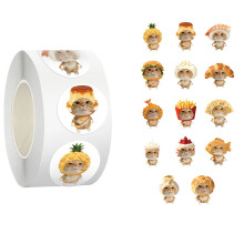 500 stuks voedsel kitten vormige sticker decoratieve