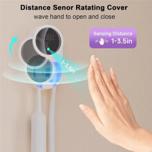Toothbrush Holder Cleaner Wall Mounted UV Light Dryer Automatic Rotating Cover Electric Toothbrush Rack