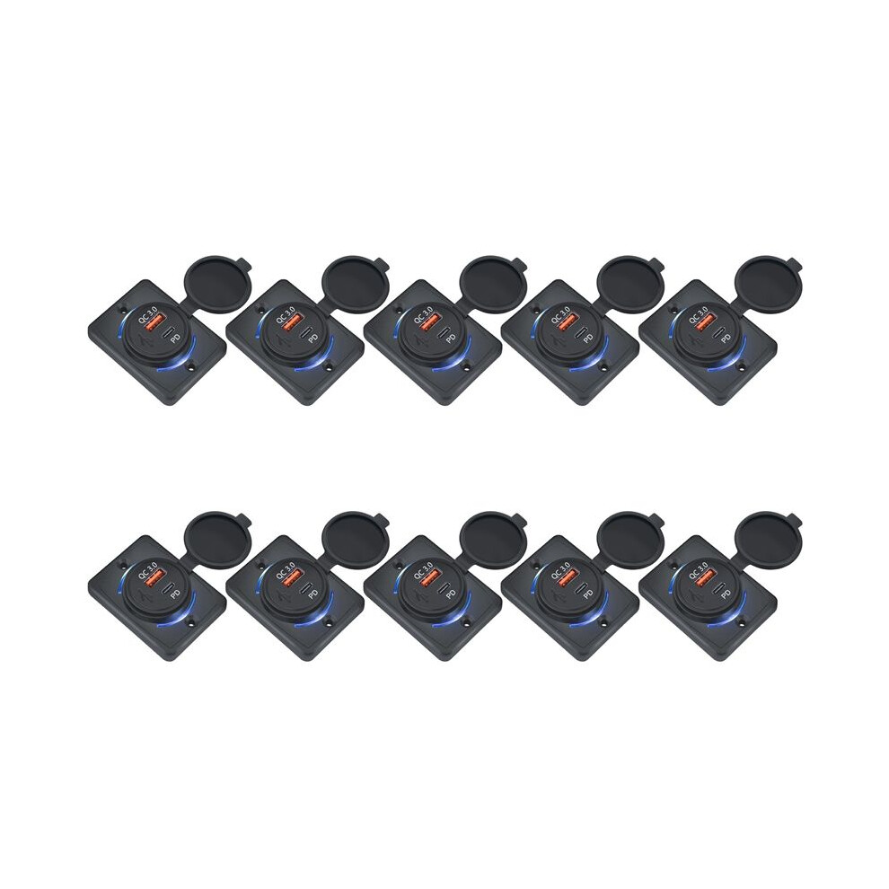 10X Car Charger Socket 18W And Qc 3.0 Usb Quick Charge Socket Quick Charge 3.0 Qc 3.0 For Car Boat Marine Rv Mobile 6033419935889