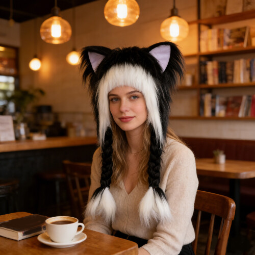 Chapeau confortable d'hiver de polyester de chapeau-Rouge blanc 2