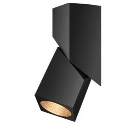 LED Indoor Ceiling Spotlight 360Adjustable Wall Light Ceiling Downlight -Surface Mounted COB Lighting Swivel Lamp Black