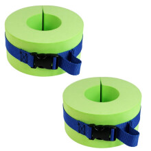 1 Pair Foam Swim Aquatic Cuffs, Green EVA Float Ankle & Arm Belts with Quick-Release Buckle for Water Fitness Training