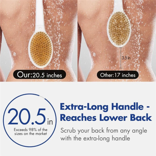 de Douche Antidérapant avec Double Poils et Long Manche, Bleu