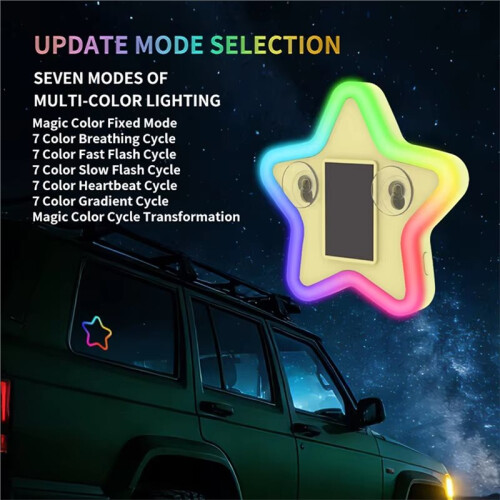 Car Solar Decorative Lights,Star Shaped LED Warning Lights,Triangular Windows, Rear Windows, Cloud Car Atmosphere Lights