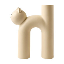 Cat Vase Flower Ceramic Cat Desktop Decoration, Minimalist Small Vase for Plants, Cat Lovers Gift (Excluding Flowers)