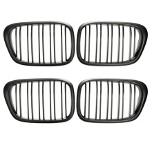 4x Front Bumper Kidney Grill Replacement Dual Slat Grilles for E39 5 Series 525 528 1995-2004 Matte Black