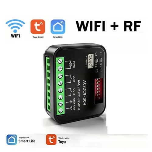 For RX-MULTI Tuya Universal 433MHz 868MHz WIFI Gate Remote Control Receiver 2CH 300-868MHz Controller 2