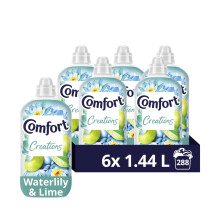 Comfort Creations Waterlily & Lime Fabric Conditioner with Stay Fresh technology for 100 days of freshness + fragrance* 6x 1.44 L (288 washes)