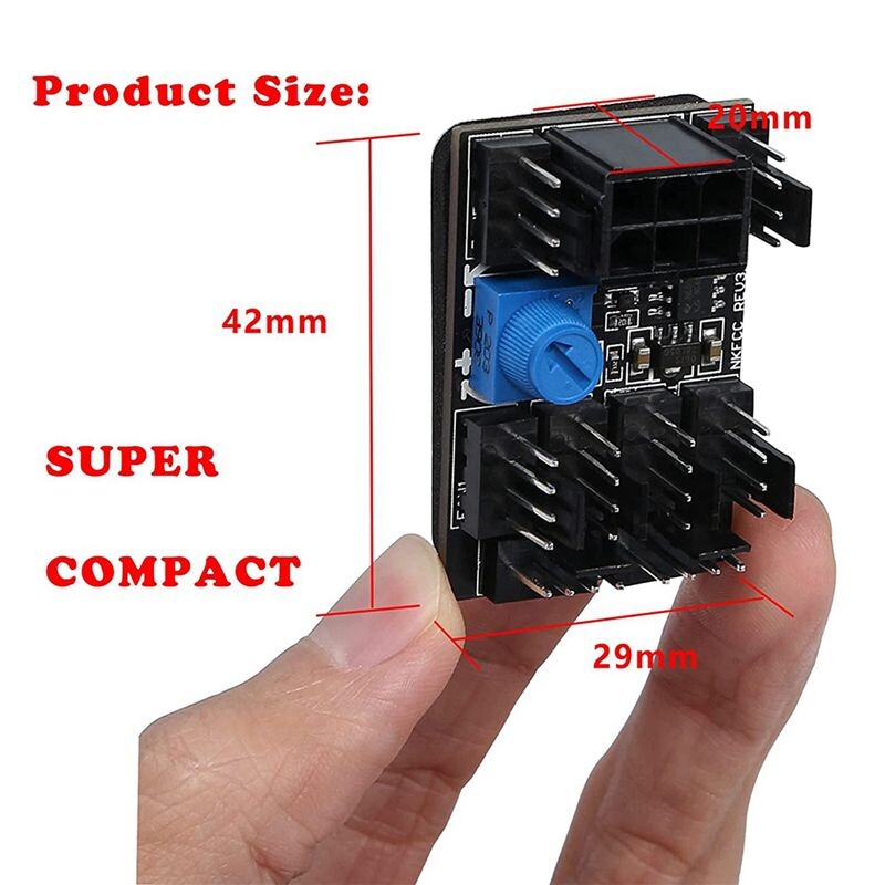 2X 3-Pin 4-Pin Fan Adapter PWM PC Case Cooling Fan Hub 8-Way Splitter ...