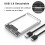 2X Caixa HDD Branca Transparente para Caixa Rígida Caixa de Disco Rígido de 2,5 Polegadas  para USB 3.0 Tipo-C 3.1 Caixa de Disco Rígido Externo 2