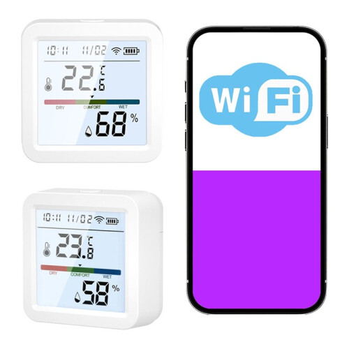 Tuya WIFI Temperature Humidity Sensor Backlight Hygrometer Thermometer  Life APP Control Support Alexa 2