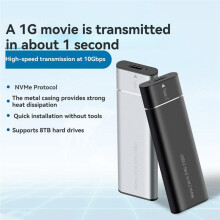 M2 SSD Enclosure NVMe Protocol M.2 Solid State Mobile Hard Disk Box M.2 to USB3.2 Gen2 Type-C 10Gbps SSD Case Black