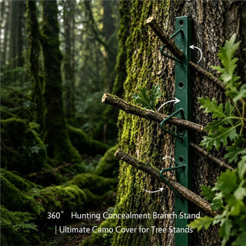 Hunting Concealment Branch Screening Stand,Portable Tree Stand Accessory, Adjustable Multi-Hook Camo Support for Hunting 2