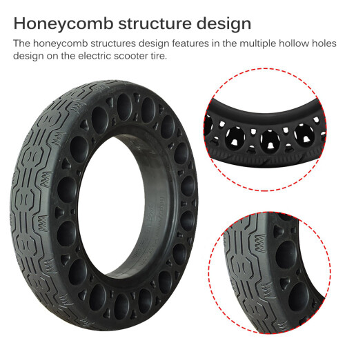 Pneus SóLidos de Borracha 2X 10 Polegadas para  Max G30 Scooter EléTrico Honeycomb Amortecedor de Amortecimento Pneu Preto