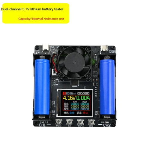 Dual Channel 18650 Lithium Battery Capacity Tester with Type C Interface Audible and Visual Alarm Electronic Load Tester 1