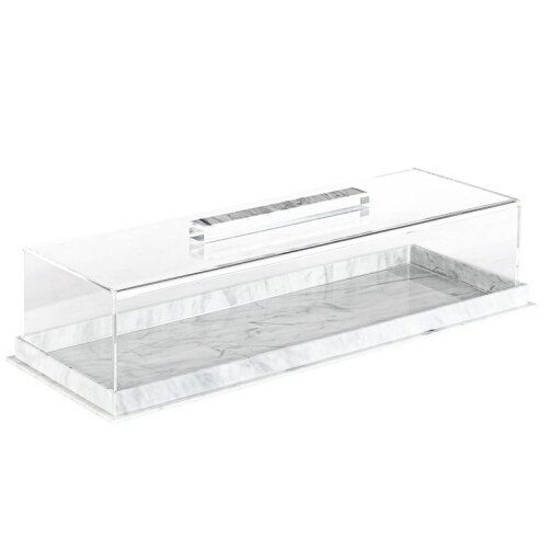 2X Rectangular Serving Tray with Lid Marbleized Grain Rectangular Cake Stand Acrylic Cake Holder 1
