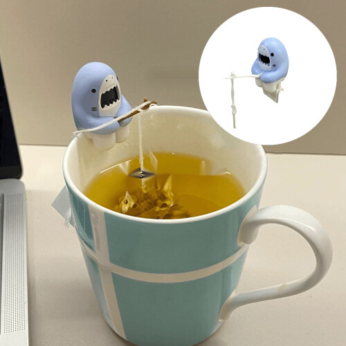 Compactly Shark Shape Tea Infuser Tea Bag Cup Holder-Light Blue 2