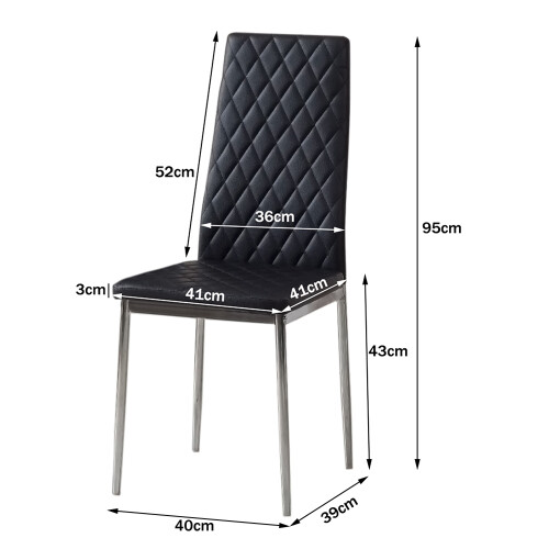 2Pcs Black Diamond Stitched PVC High Back Dining Chairs 1