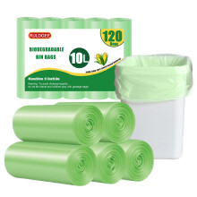 RULDGEE Biodegradable Bin Bags 10L Bin Liner Food Waste Bags 120 Counts Trash Bag Small Compostable Caddy Liners,Green Kitchen Rubbish Bags