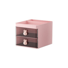 Desktop Storage Box Tube Transparent Drawer Rabbit Storage Box Children's and Students' Office Desktop Ornaments