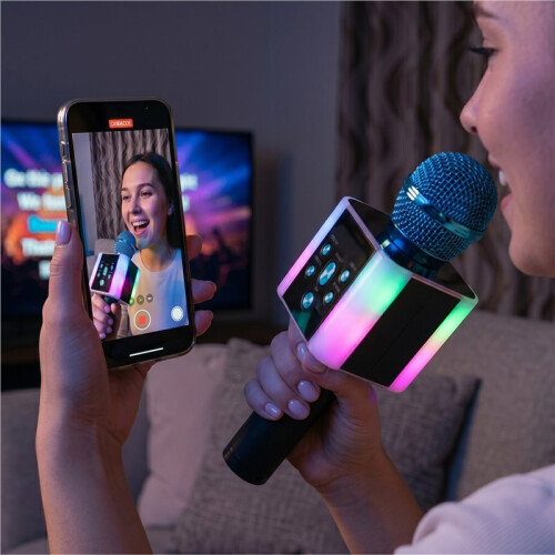 Microfono Karaoke  Wireless Portatile con Supporto per Scheda TF e Luci LED, Ideale per Feste, Viaggi e Come Regalo. 2