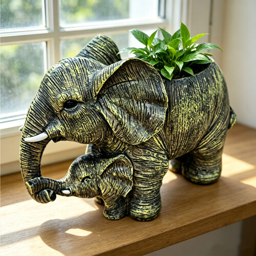 Elegant Elephant Shape Resin Flower Pot Decorative Elephant 1
