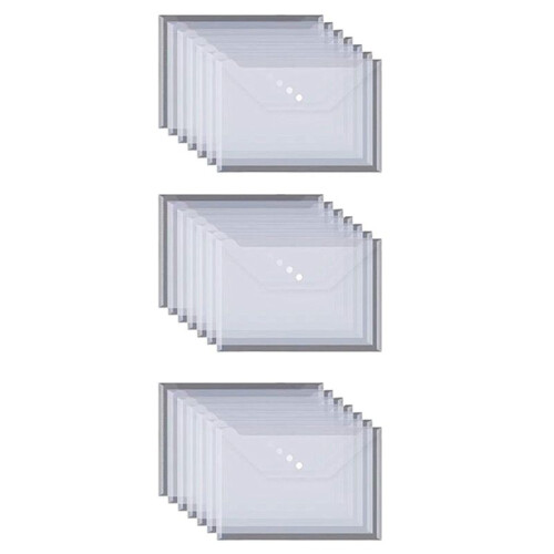 100PCS Transparent Waterproof Envelope Folder with Buttons, A4 Size, Thickened Plastic Material for School Office 1