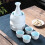 Ensemble de bouteilles de saké en céramique, Carafe-1grès blanc 9