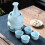 Ensemble de bouteilles de saké en céramique, Carafe-1grès blanc 11