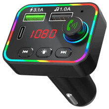 Auto FM Transmitter, 5.0 Auto Mp3 Player mit LED-Display, 7-Farbige Hintergrundbeleuchtung Dual USB Auto Radio Adapter