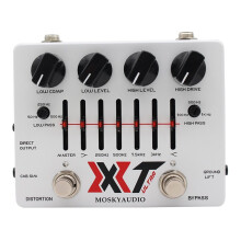MOSKYAUDIO XT ULTRA Multiband Bass Distortion Preamp Pedal 6-Band EQ Cabinet Sim XLR Ground Lift Compression Bass 9V