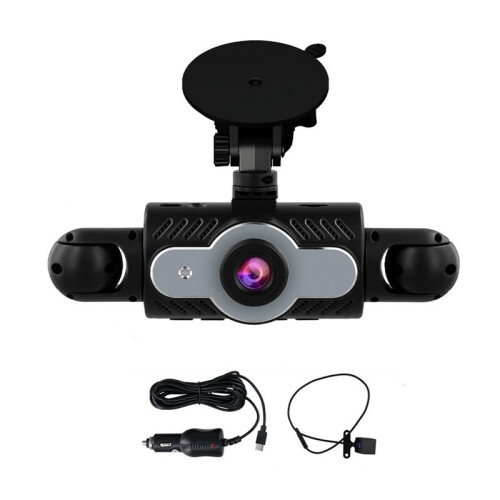 Câmera de Painel 360 4 Canais 1080P Frontal e Traseira, Câmera de Painel de 3 Polegadas para Carros com Visão Noturna, Gravação em Loop