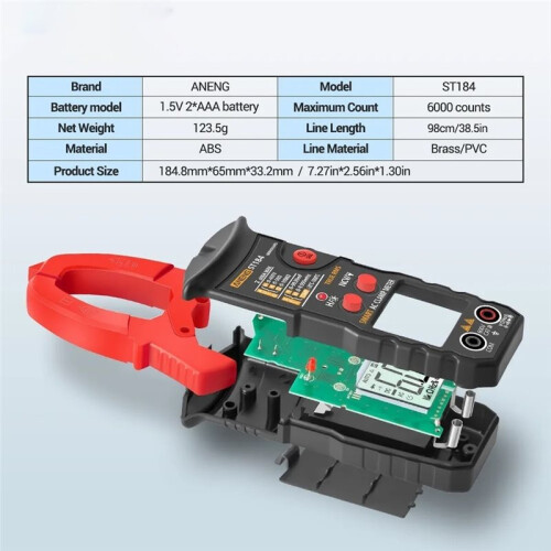 ANENG ST184 Digital Multimeter Clamp Meter RMS Voltage Current Ohm Tester Induction Tester Electrician Detection Tool