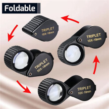 2 Lupas de Joyero Plegables con Lente de Cristal Triple de 18 mm, Lupa para Joyería