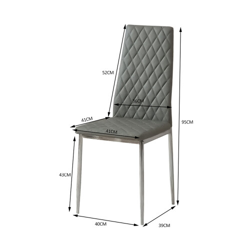 2Pcs Grey Diamond Stitched PVC High Back Dining Chairs 1