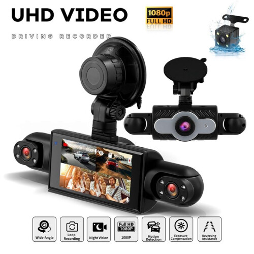 Câmera de Painel 360 4 Canais 1080P Frontal e Traseira, Câmera de Painel de 3 Polegadas para Carros com Visão Noturna, Gravação em Loop 2