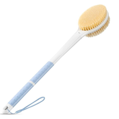 de Douche Antidérapant avec Double Poils et Long Manche, Bleu