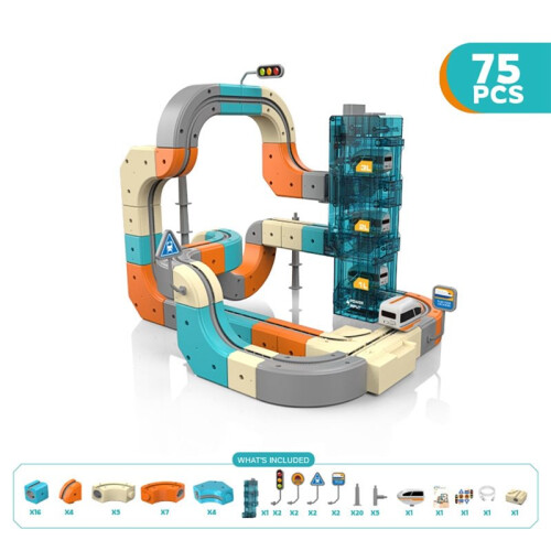 3D Transformable Track Car Fully Automatic Elevator DIY Transformable Building Block Track Set Track Train for Kids C 2