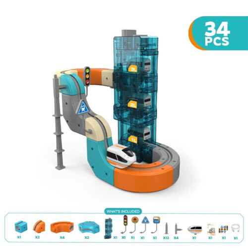 3D Transformable Track Car Fully Automatic Elevator DIY Transformable Building Block Track Set Track Train for Kids B 1