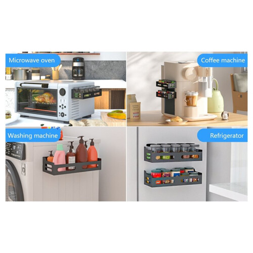 2 Pack Multipurpose Strong Magnetic Spice Rack for Refrigerator, Heavy-Duty Fridge Shelf 2