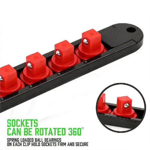360 Rotating Plastic Socket Organizer 1/4" 3/8" 1/2" Premium Socket Clip Track Bracket Socket Organizing Tool 1