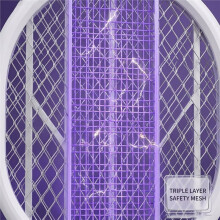 3-in-1 LED Display Mosquito Zapper Conductive Electric Racket with 3-LayerGrid DualSwitch&Mosquito AttractantBase