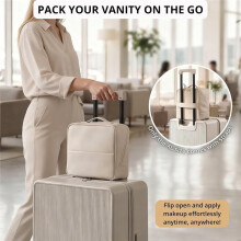 Bolsa de Maquiagem de Viagem com Tampa Magnética Rebatível, Organizador de Cosméticos e Artigos de Higiene À Prova D'Água para Mulheres